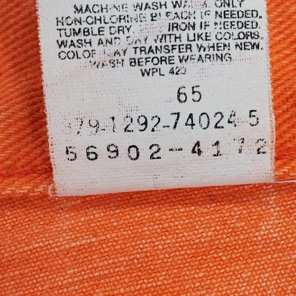 Vtg Levis 569 Orange Jeans Hi Rise Taper Crop Denim Ws 12 29x24 900 Series 12/92 - Picture 14 of 16